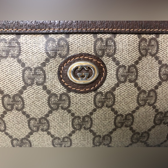 Gucci Vintage Interlocking GG Monogram Zipper Wristlet Cosmetic Pouch Clutch - Picture 2 of 15